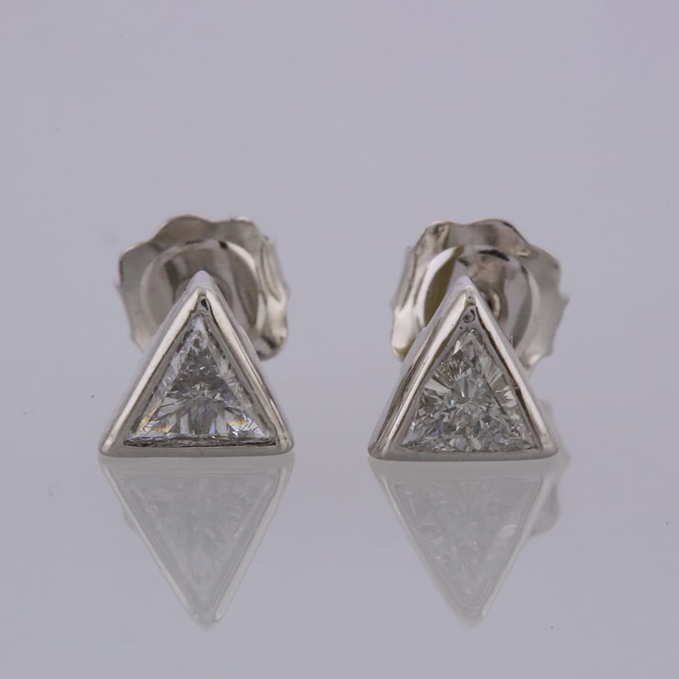 0.82 Carat Trilliant Diamond Stud Earrings