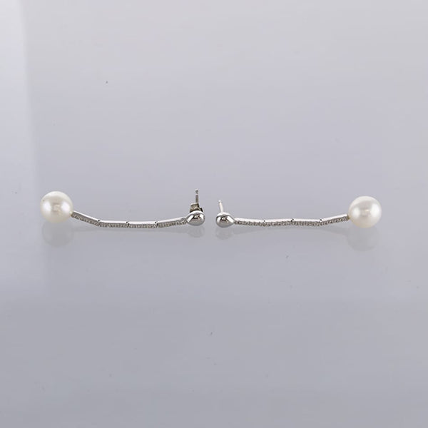Diamond and Pearl Drop Earrings