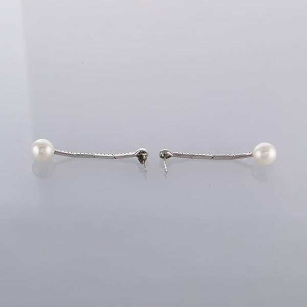 Diamond and Pearl Drop Earrings