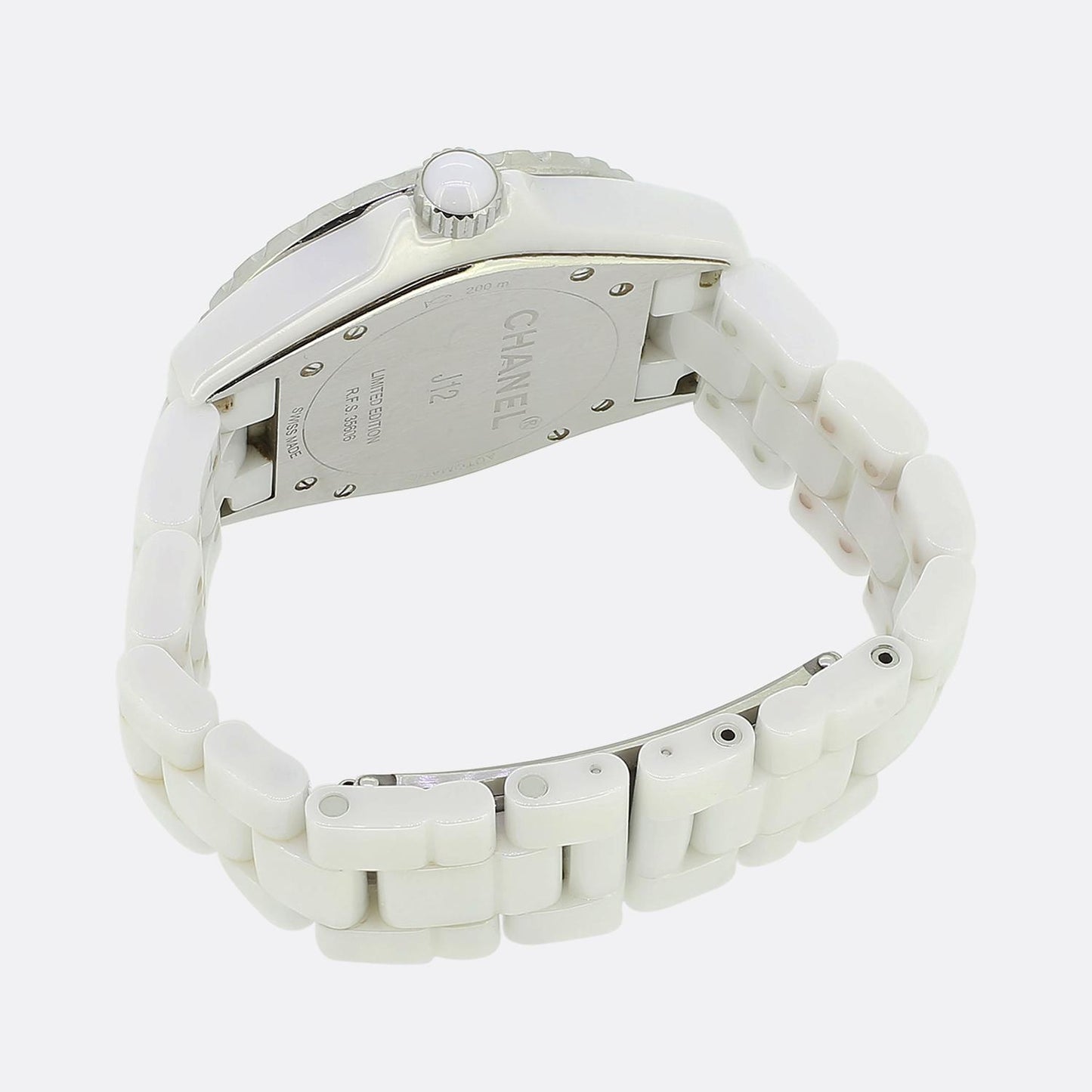 Chanel White Ceramic Pink Dial Automatic Ladies Wristwatch Ref.35606