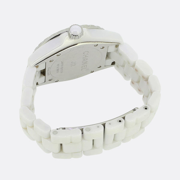 Chanel White Ceramic Pink Dial Automatic Ladies Wristwatch Ref.35606