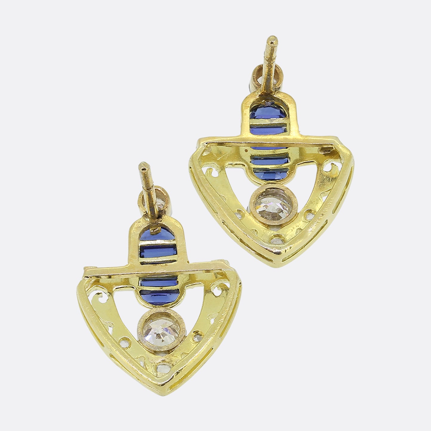 Edwardian Sapphire and Diamond Drop Earrings