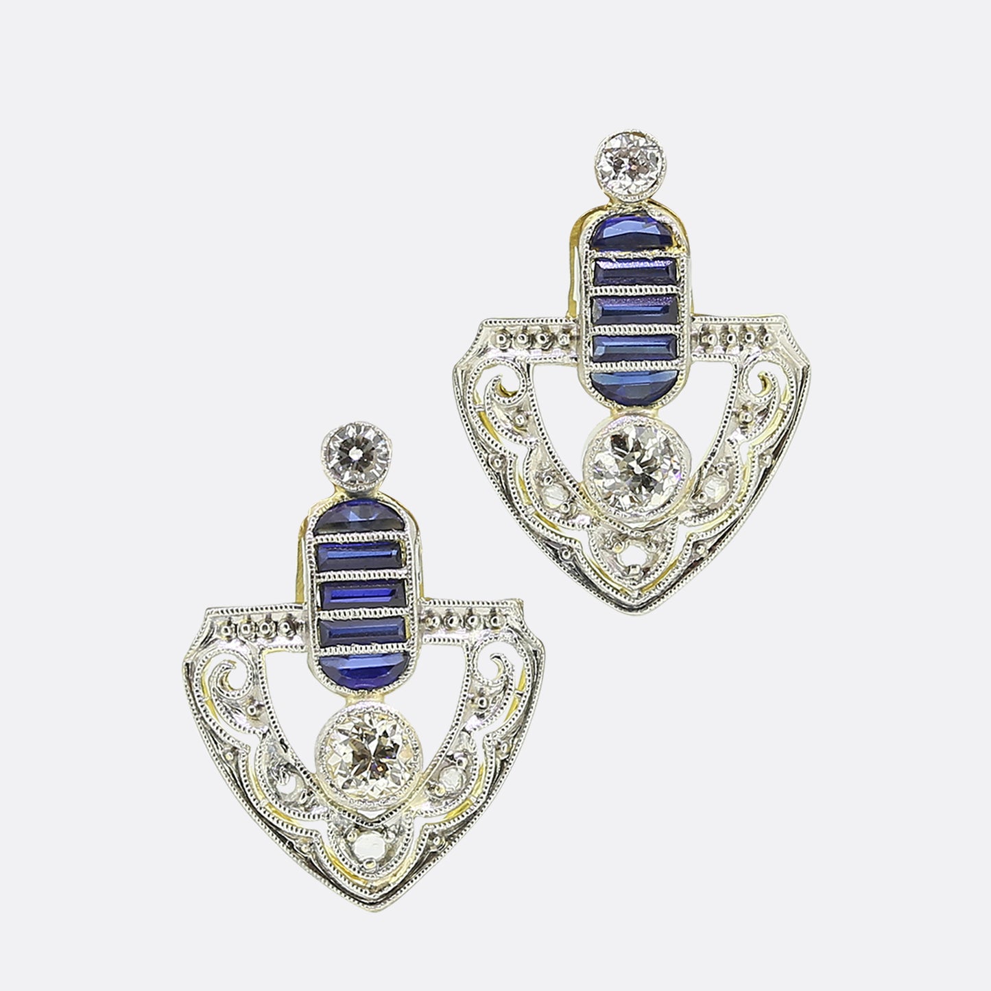 Edwardian Sapphire and Diamond Drop Earrings