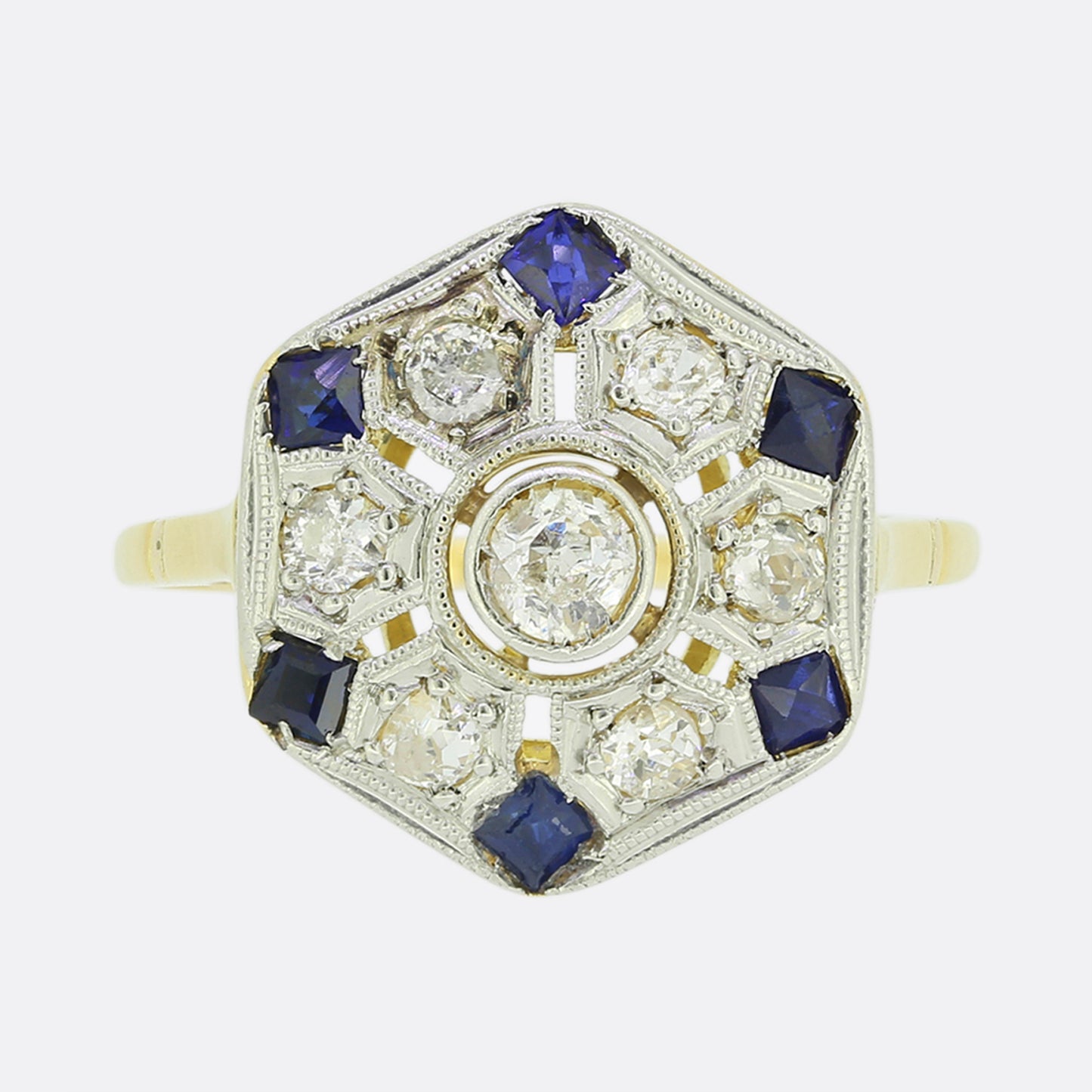 Edwardian Sapphire and Diamond Tablet Ring