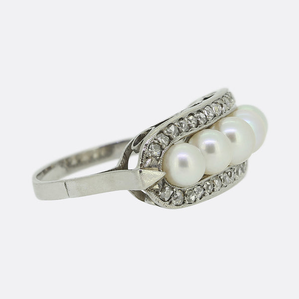 Edwardian Pearl and Diamond Cluster Ring