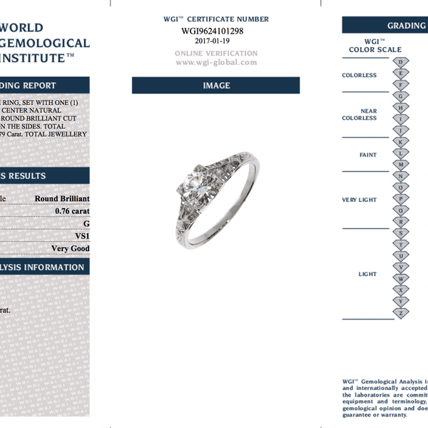 0.76 Carat Diamond Solitaire Engagement Ring