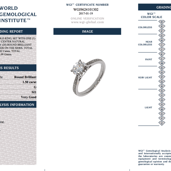 1.50 Carat Diamond Solitaire Engagement Ring