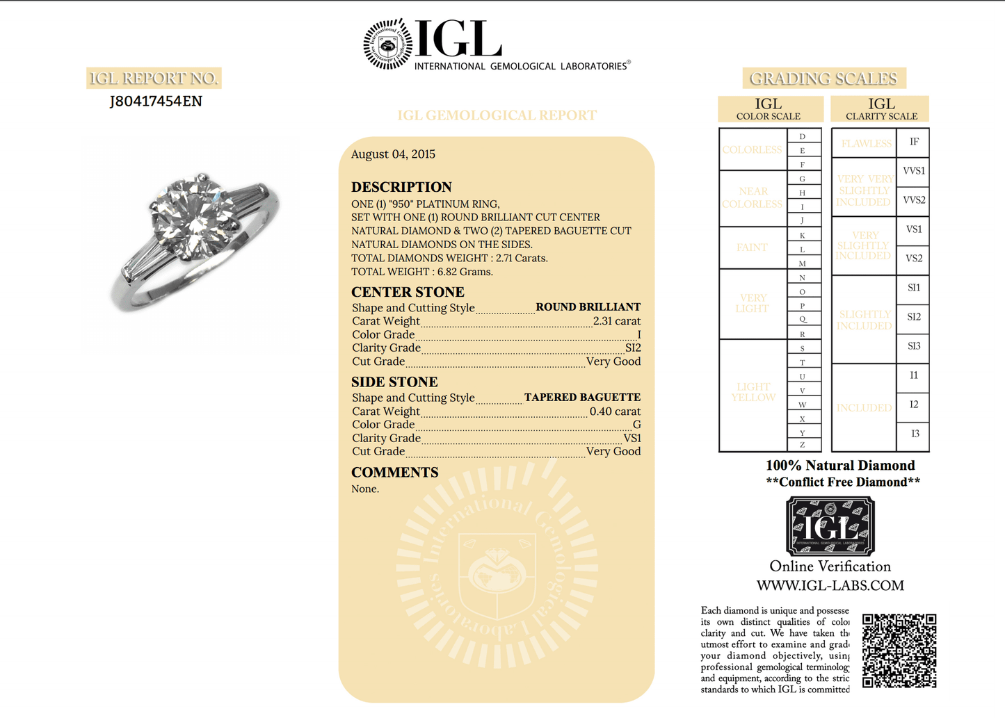 2.31 Carat Diamond Solitaire Engagement Ring