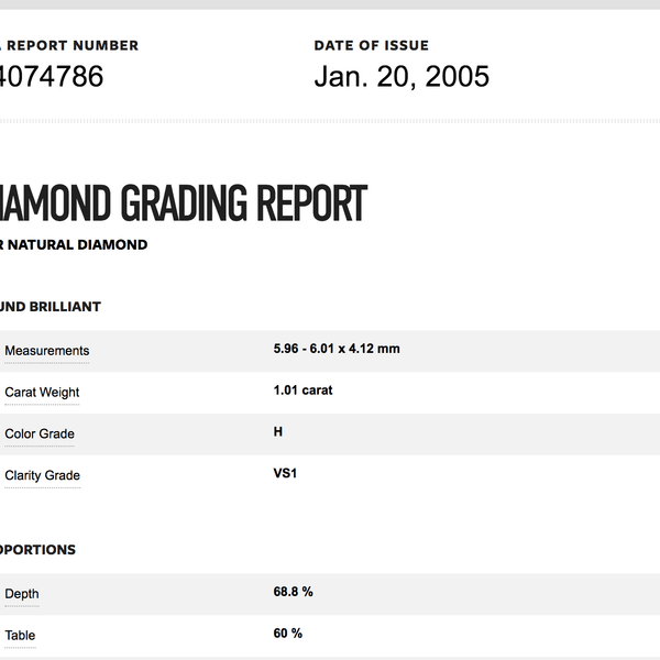 1.01 Carat Diamond Solitaire Engagement Ring