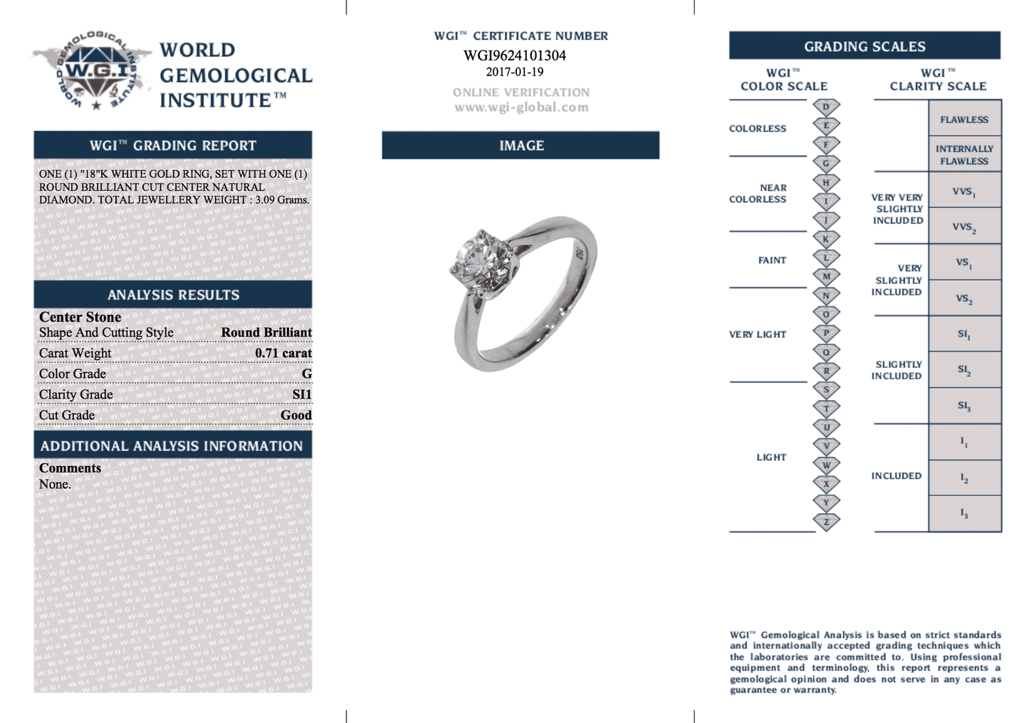 0.71 Carat Diamond Solitaire Engagement Ring