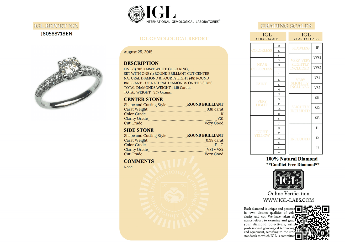 0.81 Carat Diamond Solitaire Engagement Ring