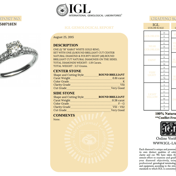 0.81 Carat Diamond Solitaire Engagement Ring