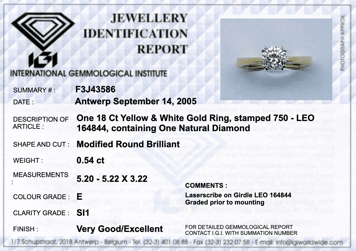 0.54 Carat Diamond Solitaire Ring