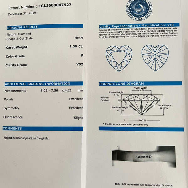 1.50 Carat Heart Shaped Diamond Pendant Necklace