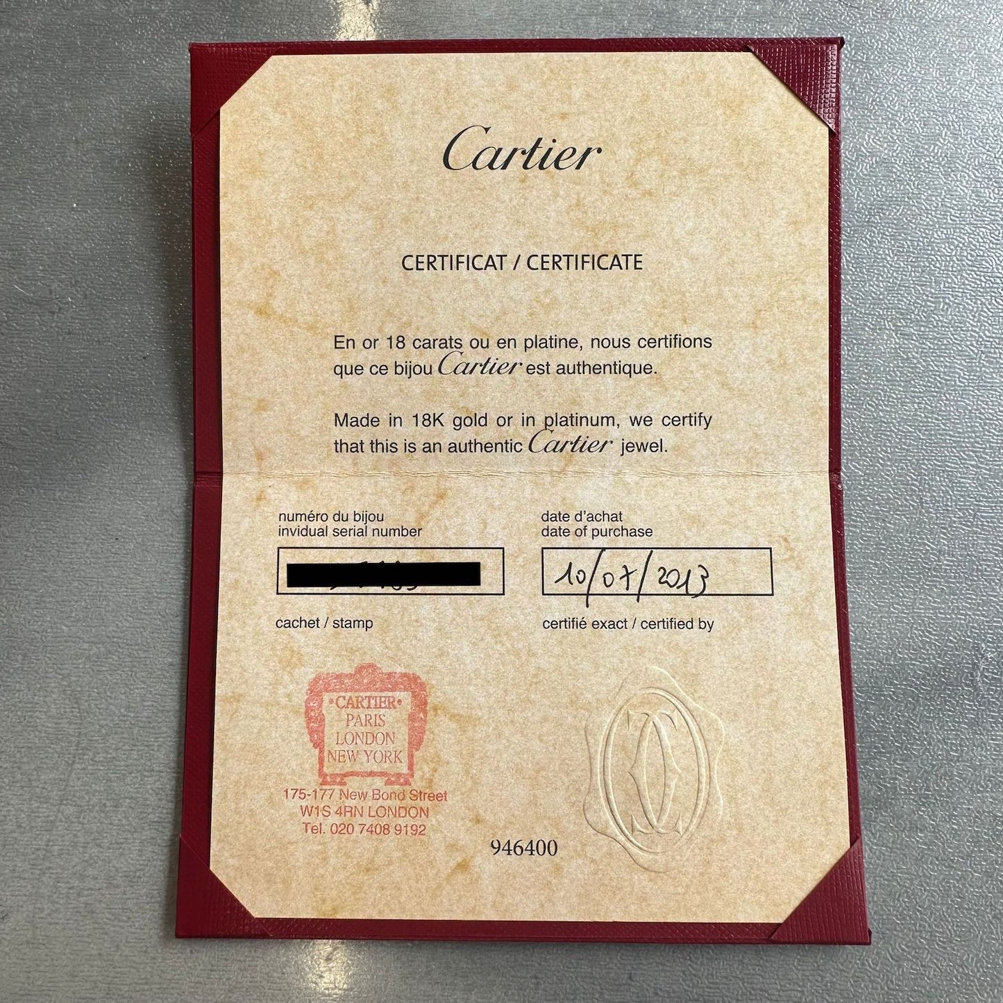 Cartier Three Diamond LOVE Ring Size R (59)